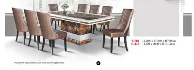 TT82 C-811 1+8 Seater Grade A Italy Marble Dining Set With High Quality Turkey Fabric Cushion Chair / Dining Table / Dining Chair / Meja Makan / Kerusi Meja Makan / Buffet Makan Meja / Meja Party Makan Weekend