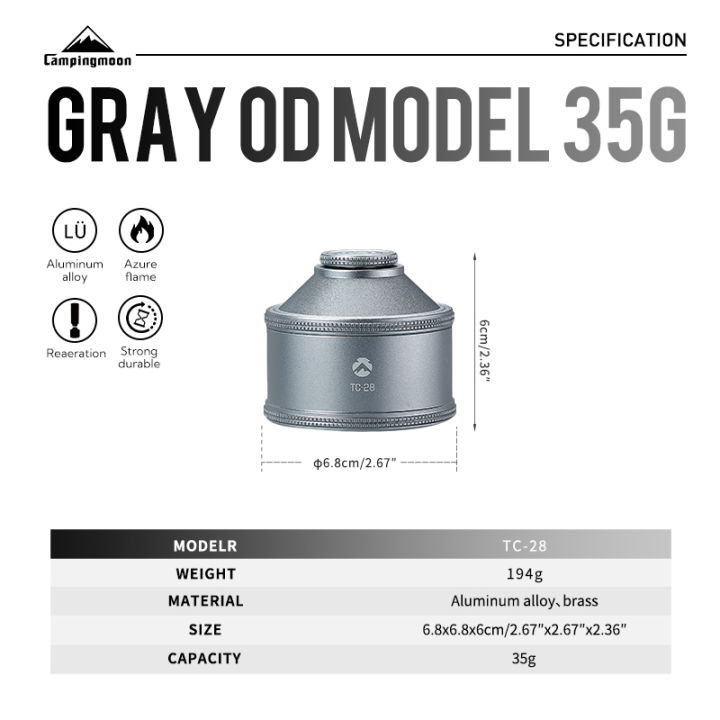 CAMPINGMOON%20TC-28%20Refillable%20Butane%20Gas%20Tank%20Portable%20Ultralight%20Pocket%20Tank%20OD%20Type%20Gas%20Lantern%20Stove%20Lamp%20Torch%20Burner%20Threaded%20Screw%20Type%20Canister%20Lindal%20Valve%20Fuel%20Aluminum%20Alloy%20Original%20Camping%20Moon%20-%20Image%207