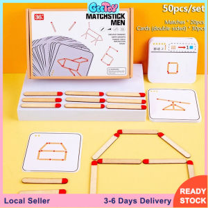 50pcs/set Match Wooden Puzzle Toys DIY Math Geometry Logic Training Educational Toys for Kids