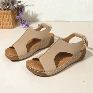 [Free Shipping] Plus-Size WomenS Summer Wedge Sandals With Thick Soles Featuring A Simple And Casual Design