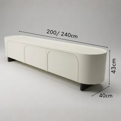 Furniture Direct HILDA 200/240cm Rounded Corners TV Cabinet-White