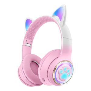 With Free Gift! Sanrio Wireless Bluetooth Headsets Hello Kuromi RGB Light Effect 3.5mm Jack Foldable Sports Music Earphones Birthday Gifts