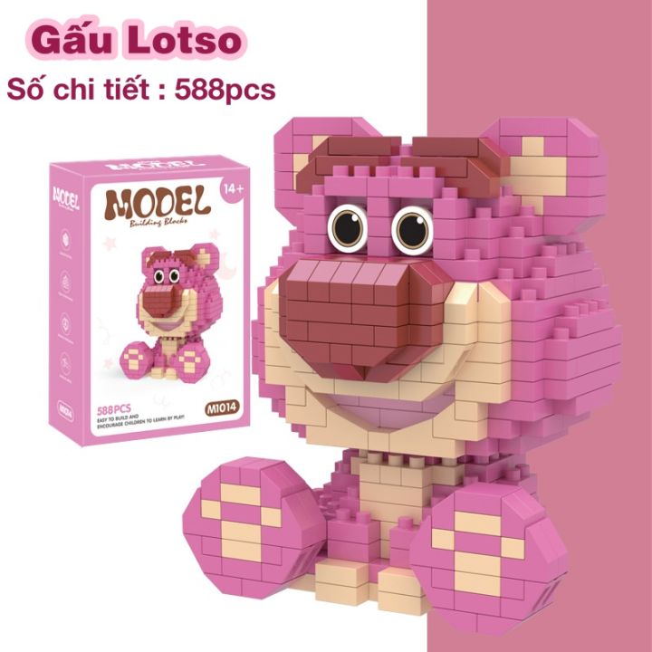 Mô hình Disney đồ chơi lắp ráp Gấu Lotso Aroma - Xếp hình Gấu Dâu Model ...