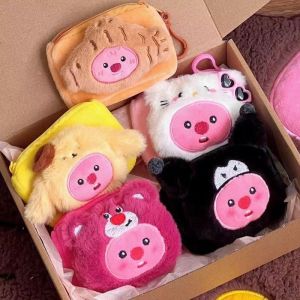 Cute Loopy Coin Purse Card Holder Couple Plush Earphone Bag Key Beaver Pendant