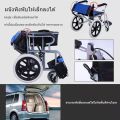 รถเข็นผู้ป่วย แบบพับได้ Wheelchair เบรคแข็งแรง น้ำหนักเบา ล้อหลัง 13นิ้ว เบาะนั่งระบายอากาศ อลูมิเนียมแข็งแรง มี3สี สินค้าพร้อมส่ง. 