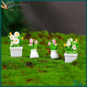 【The Warmheart】 1PC Simulation Potted Plants New Dollhouse Miniature Mini Flowerpot Potted For Green Plant In Pot Doll House Furniture Home Decor