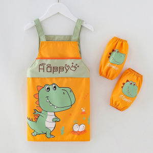 Kids Waterproof Apron Adjustable Neck Cartoon Animal Print Easy Clean Kitchen Cooking Baking Arts Crafts