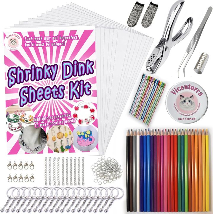 Shrinky Dink Sheets Kit, Heat Shrink Plastic Keychain DIY Set, Shrink Art  Kits For Crafts, Including 25 Pcs Shrinky Dink Paper, Open Ring,
