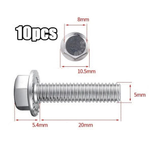 304 Stainless Steel Flange With Teeth External Hexagon Screw M5 Flange External Hexagon Bolt 10pcs