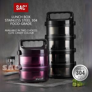 COD KOTAK MAKAN BENTO 4 Susun  Lunch Box Rantang Susun Kotak Makan Bekal Sup Stainless