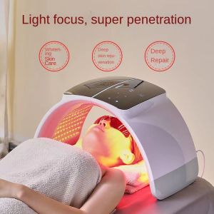 LED Light Skin Care Therapy Machine Photon Facial Rejuvenation Device 7 Colors LED-Face-Mask-Light-Therapy Red Light Therapy for Face Folding Design Salon and Home Use Gifts for Women White