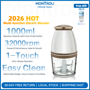 【Official Store】2026NEW MONTROLI  Japan FP126-P 1L Capsule Cutter Spin Chopper Blender Grinder Mixer Mincer Masher Shredder Juicer / Pengisar Pengadun Blender Portable Blender Food Processor 1L Capacity 4 Stainless Blades Meat Grinder Food Chopper