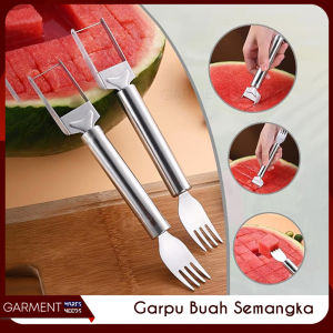Alat Potong Semangka Garpu Pisau Pengiris Buah Melon Bentuk Dadu Stainlees Steel Murah Barang Unik