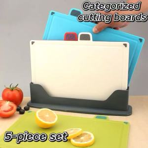 [Free Cutting Board Rack Included] 5-Piece Food-Grade Cutting Board Set Kitchen Storage Cutting Board Baby Food菜板