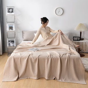 Pure Color Simple Waffle Cotton Gauze Air Conditioner Blanket Summer Cool Towel Quilt Thin Bed Cover