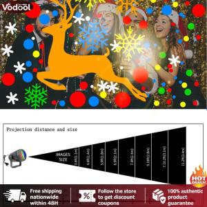 [Vodool Tool Outlet] LED Christmas Xmas Patterns Light Waterproof 360 Rotatable Xmas Projection Light Holiday Party Decor Colorful Projector Lamp Decorative Lighting