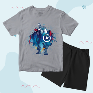 Baju Kaos Setelan Karakter Superhero Capt Amerika Anak Laki Laki Usia 1 - 10 Tahun - Code8.id - DTF