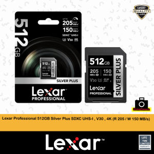 Lexar Professional 64GB/128GB/256GB/ 512GB Silver Plus SDXC UHS-I  V30  4K (R 205 / W 150 MB/s)
