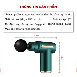 Máy Massage Cầm Tay Mini HITOKO HS1 Cao Cấp 4 Đầu 6 Chế Độ Rung Máy Mát Xa Cầm Tay Cảm Biến Lực Nhấn Giảm Đau Mỏi Cơ