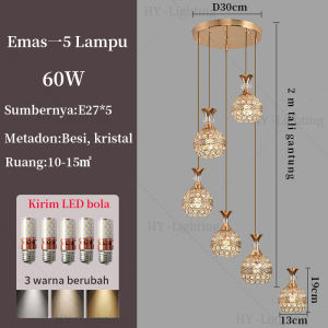 Lampu Restoran Lampu Gantung Tangga Kristal Lampu Hias Kamar Tidur Lampu Rumah Ruang Tamu LED
