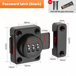 3 Digit Security Cabinet Password Locks Non-Punch Keyless Door Lock Latch Combination Code Child Safety Lock