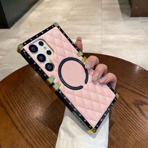 CrashStar MagSafe Square Edge Leather Luxury Shockproof Hard Phone Case For Samsung Galaxy Note 20 Ultra S25 S24 S23 S22 Ultra S21 Plus + S20 FE A54 A34 A53 A33 A13 5G A72 A52 A12 Wireless Charging Phone Casing Cover