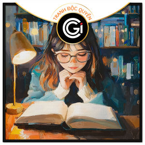 Tranh vẽ góc học tập. Tranh treo tường dán tường sơn dầu tranh trí canvas. CGI-1439