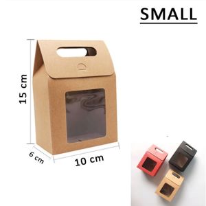 5pcs |Flip Window Punch Hole Bag/Thick Quality Kraft Brown/Black Paper Bag w/ window