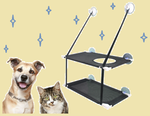 F- เปลแมว บรรจุภัณฑ์ติดกระจก 2ชั้น ขนาด 51x31ซม. สำหรับติดกระจกหน้าต่าง/กระจกประตู รับน้ำหนักได้ถึง 20 กก