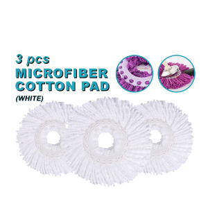 3pc Universal Replacement Accessories Microfiber Fabric Mop Heads Cloth Refill Pad for 360 Easy Magic Spin Mop Aksesori Kain (Plate 15.8cm -16cm) (White/ Purple/ Blue/ Green)