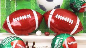 26 & 18 Inch Football Balloons Set Football Party Decorations Sports Foil Rugby Ball Balloons for Birthday Tailgate Game Day Sports Event(6 Pieces)