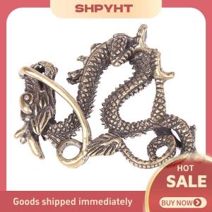 SHPYHT เครื่องประดับทองเหลืองโบราณรูปปั้นมังกรสัตว์ในตำนานของจีนรูปปั้นทองแดงรูปปั้นมังกรทองเหลืองบริสุทธิ์ขนาดจิ๋ว1ชิ้น