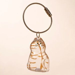 GLOBECART Small Ornaments Cat Fur Storage Pendant Cute Cat Shaped Transparent Container Stylish Keychain DIY Accessories Creative Keychain Birthday Gifts