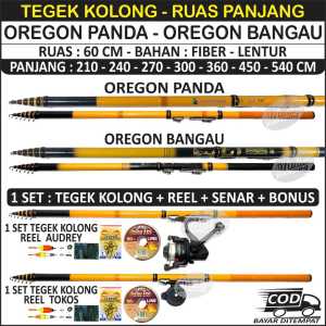Set Joran Tegek Rod Portland Fishing Stick + Reel - Ruas 210/240/270/300/360/450/540 cm - Bentuk Anggun Siap Pakai