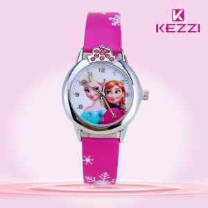Jam Tangan Anak Perempuan Princess Elsa Anna Frozen Analog Cute Aksesoris Fashion Anak Wristwatch Writwatch Kids Accesories Leather Strap Kulit Kartun Karakter Cartoon Animasi Cocok Untuk Hadiah Kado Gift Ulang Tahun Birthday