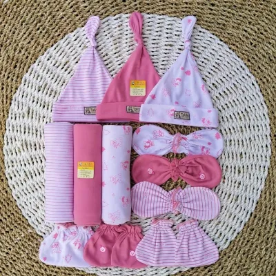 Paket Hemat Seri Dusty 12 Pcs Bedong Set Topi Sarung Tangan Kaki Bayi Baru Lahir Talitababywear