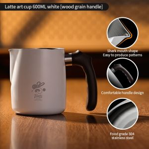 Bincoo Cà phê Pha Cà Phê Cốc nghệ thuật cốc đồ tạo bọt sữa 304 hình tròn bằng thép không gỉ Miệng sau Jar sữa VAT 600ml
