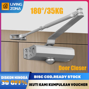 【*cod + Pengiriman Cepat】180°/35KG Door Closer Penutup Pintu Otomatis Door Closer Tahanan Pintu Kunci Pintu Penutup Pintu Otomatis Peralatan Penutupan Pintu Kecepatan Disesuaikan