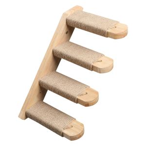 Teekland Mèo Leo Núi Kệ Treo Tường Bốn Bước Mèo Cầu Thang Với Đay Gãi Cho Mèo Con Perch Nền Tảng Tường Đồ Nội Thất