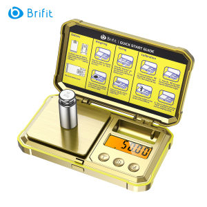 Brifit 200g/0.01g Precision Digital Scale Mini Pocket Scale Kitchen Scale LCD Backlight Display with 50g Calibration Weights 6 Units Tare Auto Power Off Suitable for Jewelry Medicine Gold Powder etc.