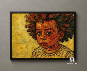 Tranh Nghệ thuật "Cậu Bé Tóc Xoăn" VIETSMART ART - Sơn dầu 60 x 90cm