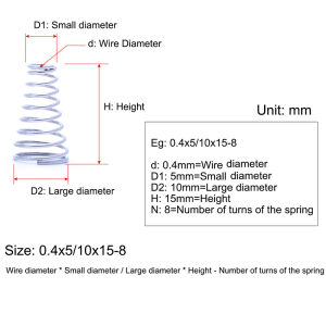 WH 0.4mm~0.9mm Tower Spring 304 Stainless Steel Conical Compression Springs Taper Pressure Spring Cone Compression Stainless Steel Taper Pressure 弹簧