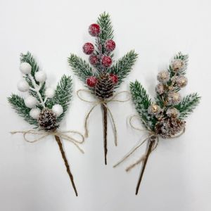 HPVDBP Artificial Flower Artificial Pine Branch Snowflake Pine Cone Christmas Berry Lifelike Snow Frost Christmas Decoration Gift