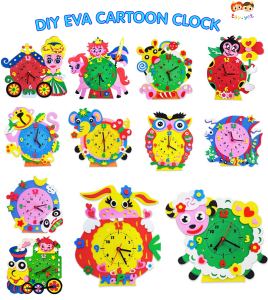 TOY.YOT Kids Children DIY EVA Form Cartoon Clock/Creative Toys Time Learning/Art Craft/Kraftangan Tadika Taska Belajar Masa Jam