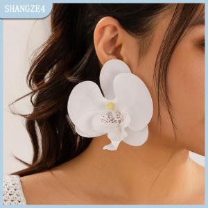 【SHANGZE4】 Fashion Butterfly Orchid Stud Earrings Necklace For Women Exaggerated Large Flower Temperament Wedding Jewelry Gifts