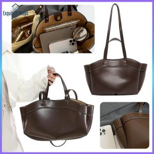 Stylish Women Tote Bag Soft PU Leather One Shoulder Handheld Large Tote for Office and Travel in Elegant Design