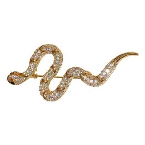 LEKGAVD Sparkling Zodiac Snake Brooch Vintage Minimalist Snake Lapel Pin Casual High-grade Temperament Rhinestone Animal Collar Pins Jewelry Gifts