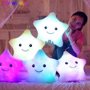 34cm Luminous Pillow Star moon Shape Cushion Colorful Glowing Pillow Plush Doll Led Light Toys Stuffed Plush Light Toys Gift for Kids Pillow for Girls 7 To 12 Years Old