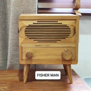 ตั้งกล่องไม้จิ๋วทรงลำโพงสำหรับการเก็บของเครื่องสำอาง Wooden speaker