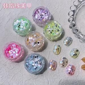 Nail Sequins Glitter Set Rainbow Sequins Flakes Set Iridescent for Nails Art Manicure Tips Decoration Eyes Face Body